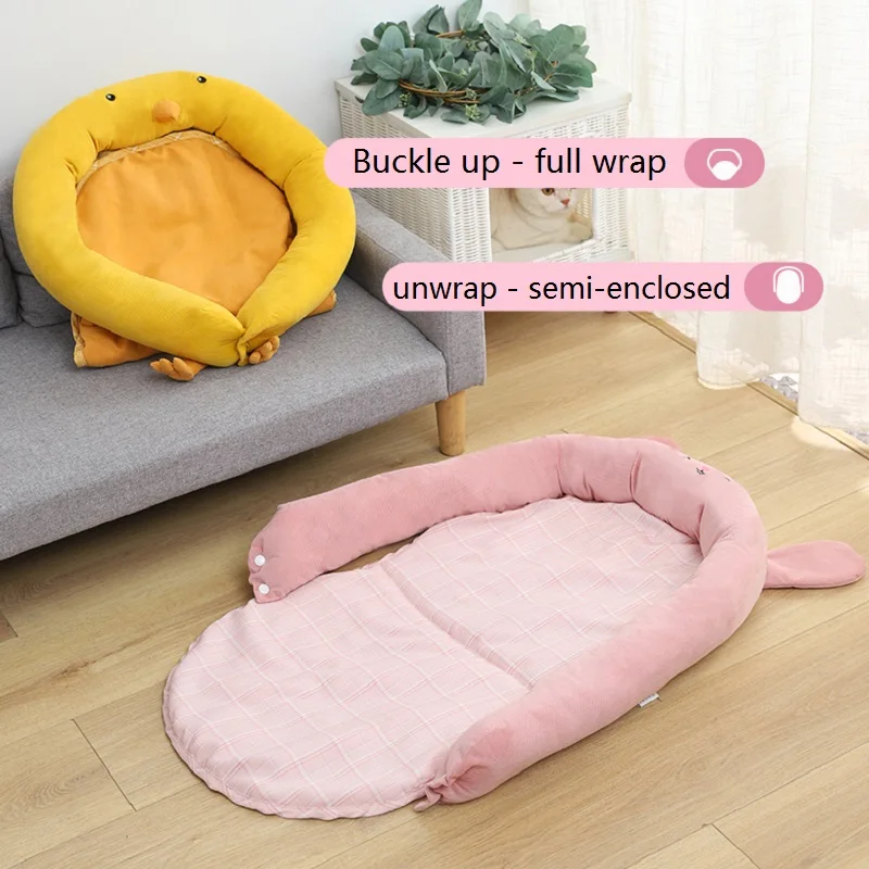 Dog Cat Houses Semi-Enclosed Yurt Rabbit Plush Autumn and Winter Warm Cat Litter Cat Bed Improved Sleep Plush Pet Bed Small Dog