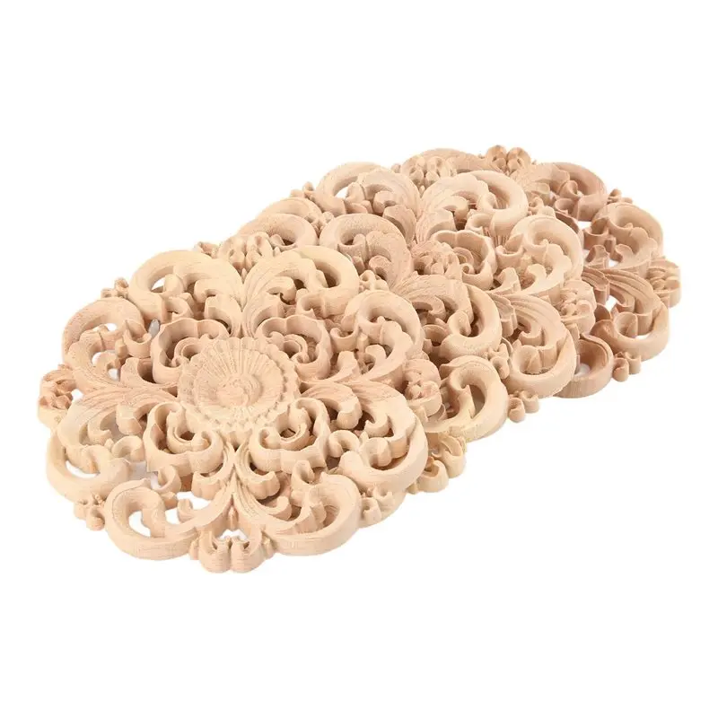 4Pcs Wooden Carved Onlay Applique Unpainted Wood Applique Vintage European Style Carved Decal For Furniture Decoration-B61B