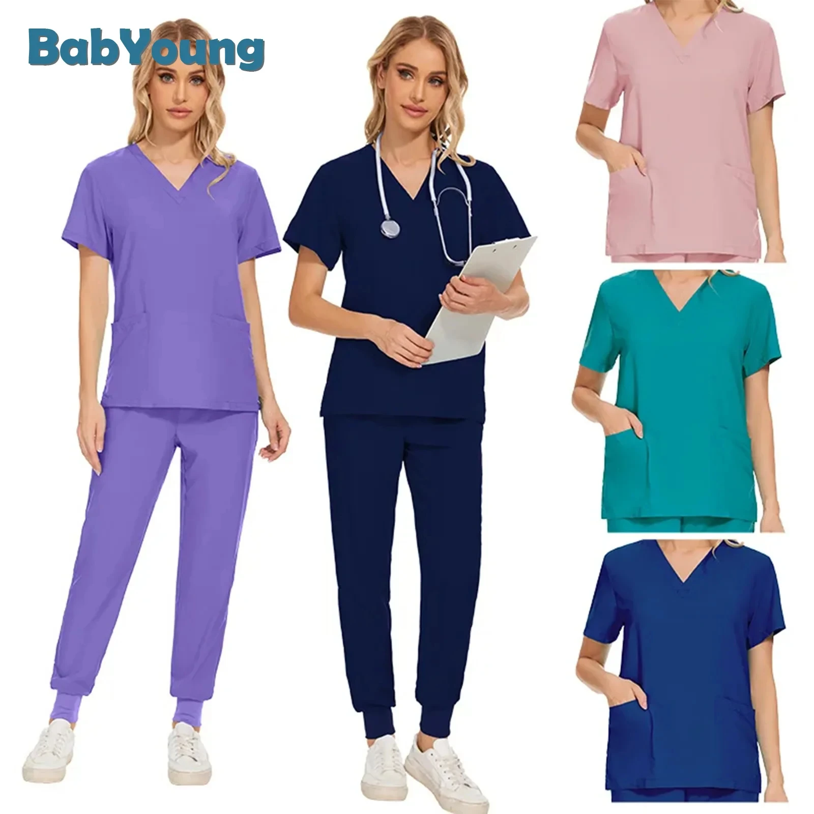 

Unisex Thin Light Nurse Scrubs Women Joggers Suit Pet Grooming Institution Scrubs Hospital Doctor Spa Uniform Surgical Workwear