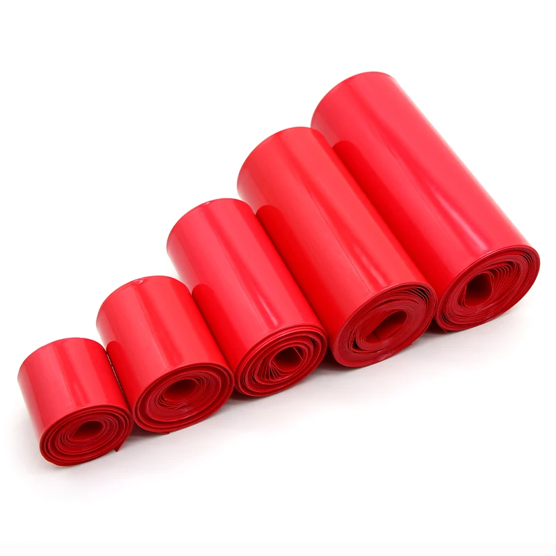 1/5/20m PVC Heat Shrink Tube 7mm~280mm 18650 Lipo Battery Pack Insulated Film Wrap Lithium Case Protection Cable Sleeve Red DIY
