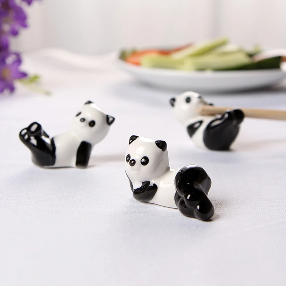 

8 Pcs Ceramic Desktop Adornment Chopsticks Holder Stainless Steel Stand Creative
