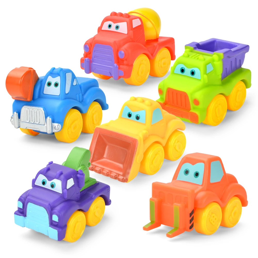6 uds juguetes de baño chico juego de natación baño de agua lindo divertido niños baño ducha bañera ingeniería vehículo coche juguete de goma suave