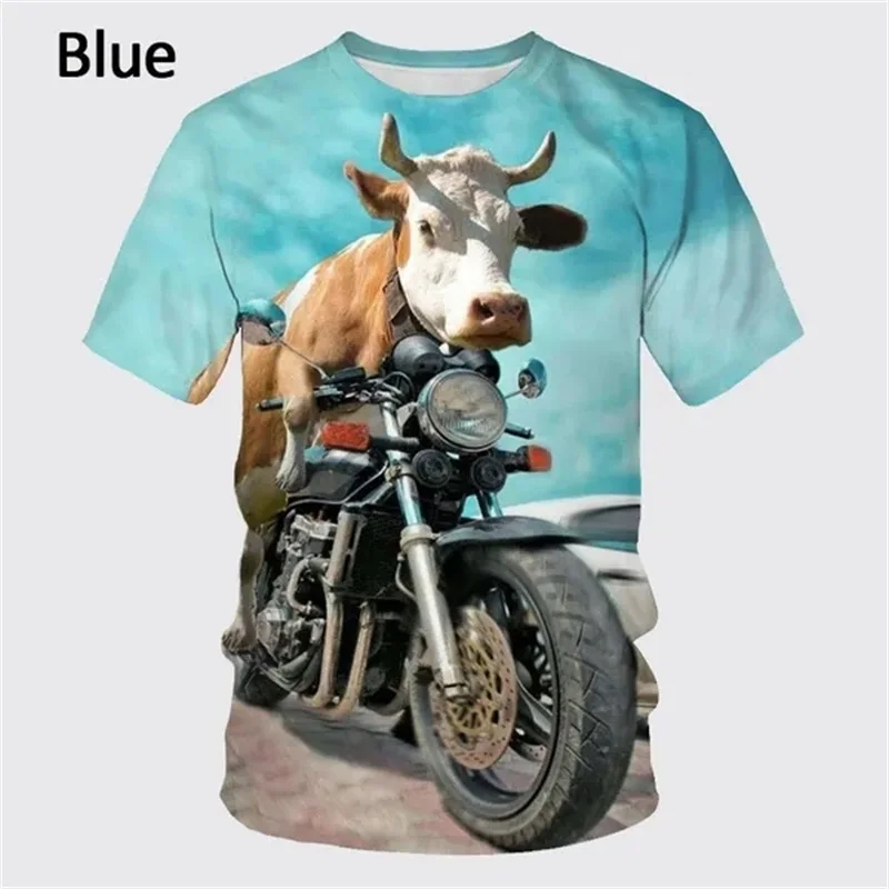 Fashion Short-sleeved Animal Cow Graphic T Shirts For Men Kids 3D Printing Casual Funny Tshirt Casual Oversized Hip-hop Tee Tops