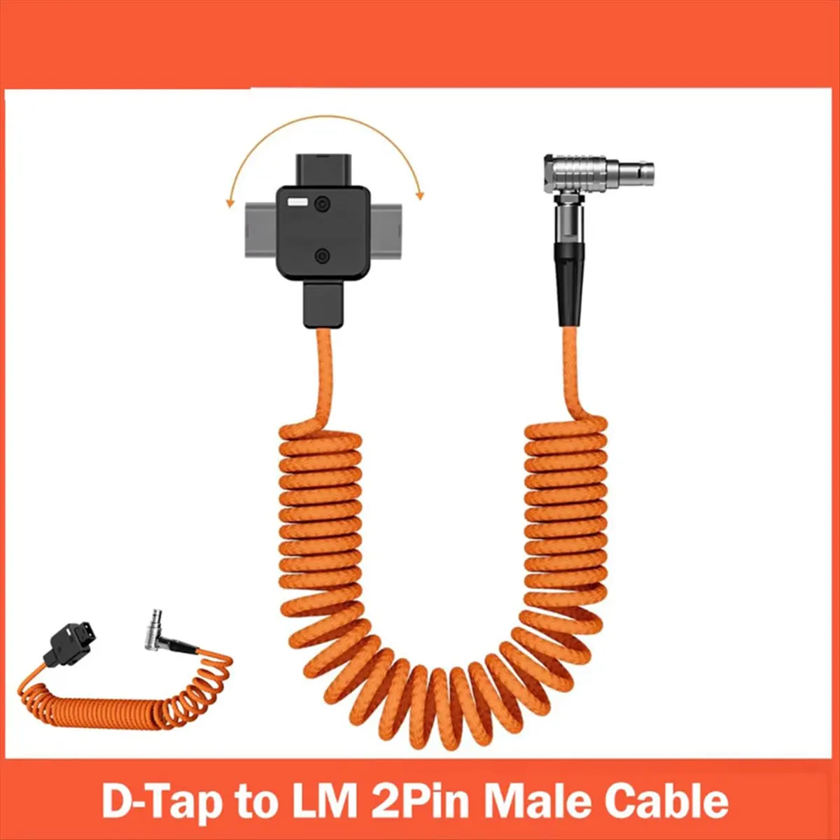 (A23G) DT-LM D-Tap to LM 2Pin Male Coild Power Cable for Select RED ARRI and SONY Camera 60CM/1.96FT, High Durability