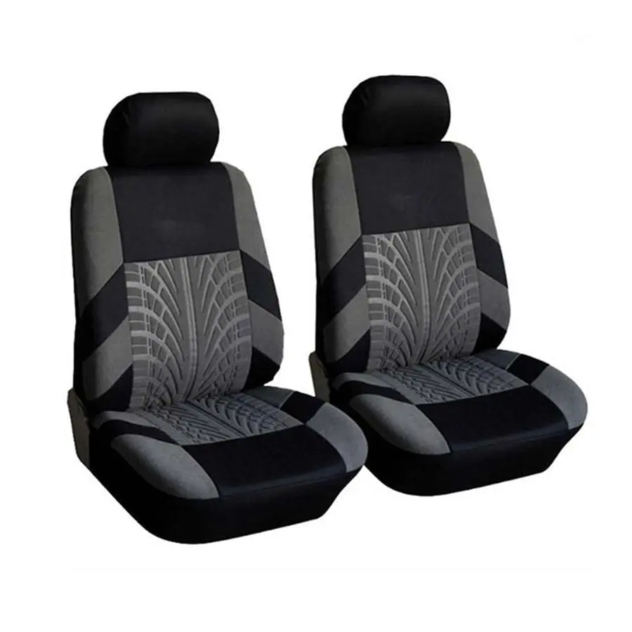 Picture 3: 2pcs Black&Gray Embroidery Car Front Seat Covers Breathable Cushion Protector
