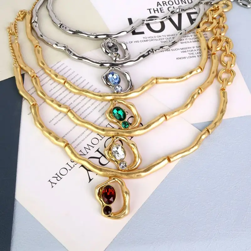 Oscar Designer Vintage Pendant Collar Necklace for Women Minimalist Elegant Choker Contemporary Fashion Statement Earrings Set