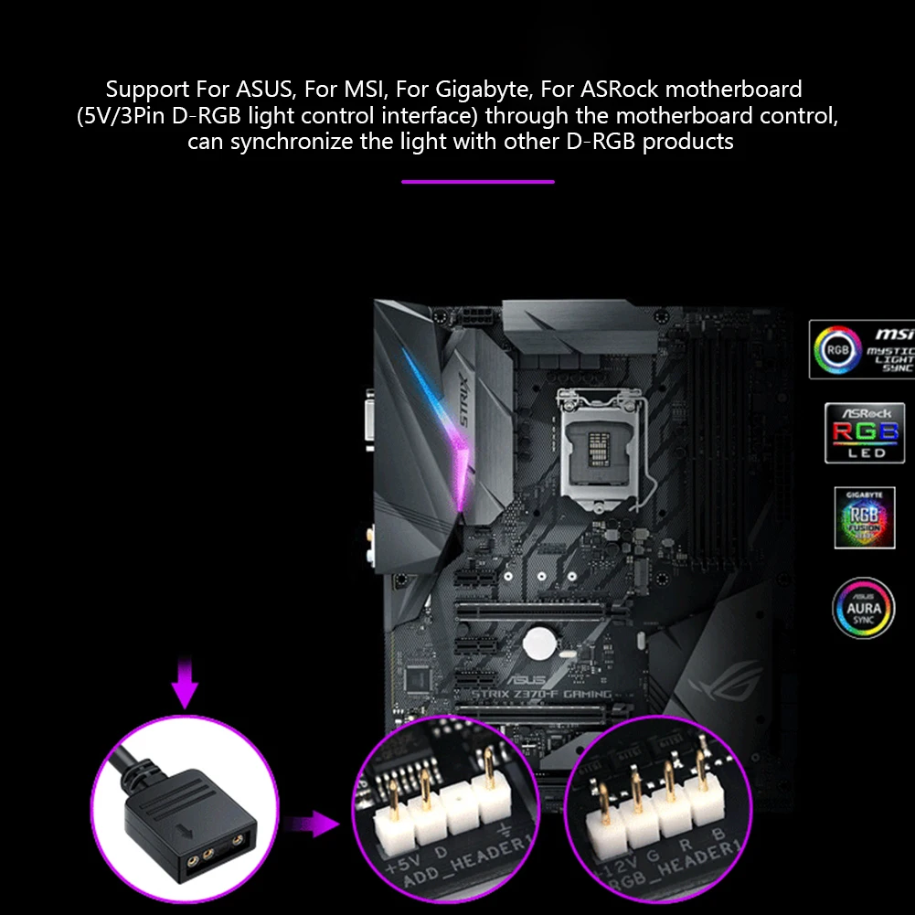 Hub de ventilador RGB Adaptador de hub divisor de cabo ARGB Acessórios de mesa para computador 10 em 1