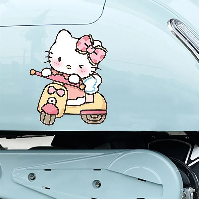 1Pair Cartoon Sanrio Car Reflective Sticker Cute Hello Kitty Waterproof Blocking Scratches Car Warning Decoration Sticker Gifts