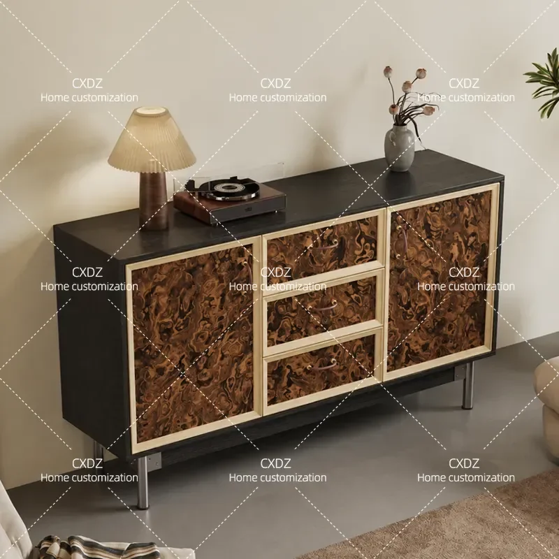 French Retro Solid Wood Chest Living Room Wall Storage Cabinet Bedroom Antique Dining Sideboard