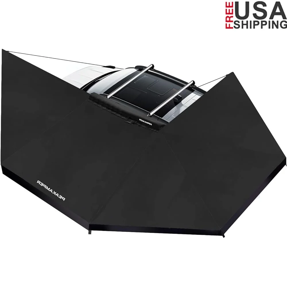 

270-градусный отдельно стоящий тент со встроенной светодиодной подсветкой, водонепроницаемое укрытие UV50, внедорожник, фургон, грузовик, 108 кв. футов, ветрозащитный чехол