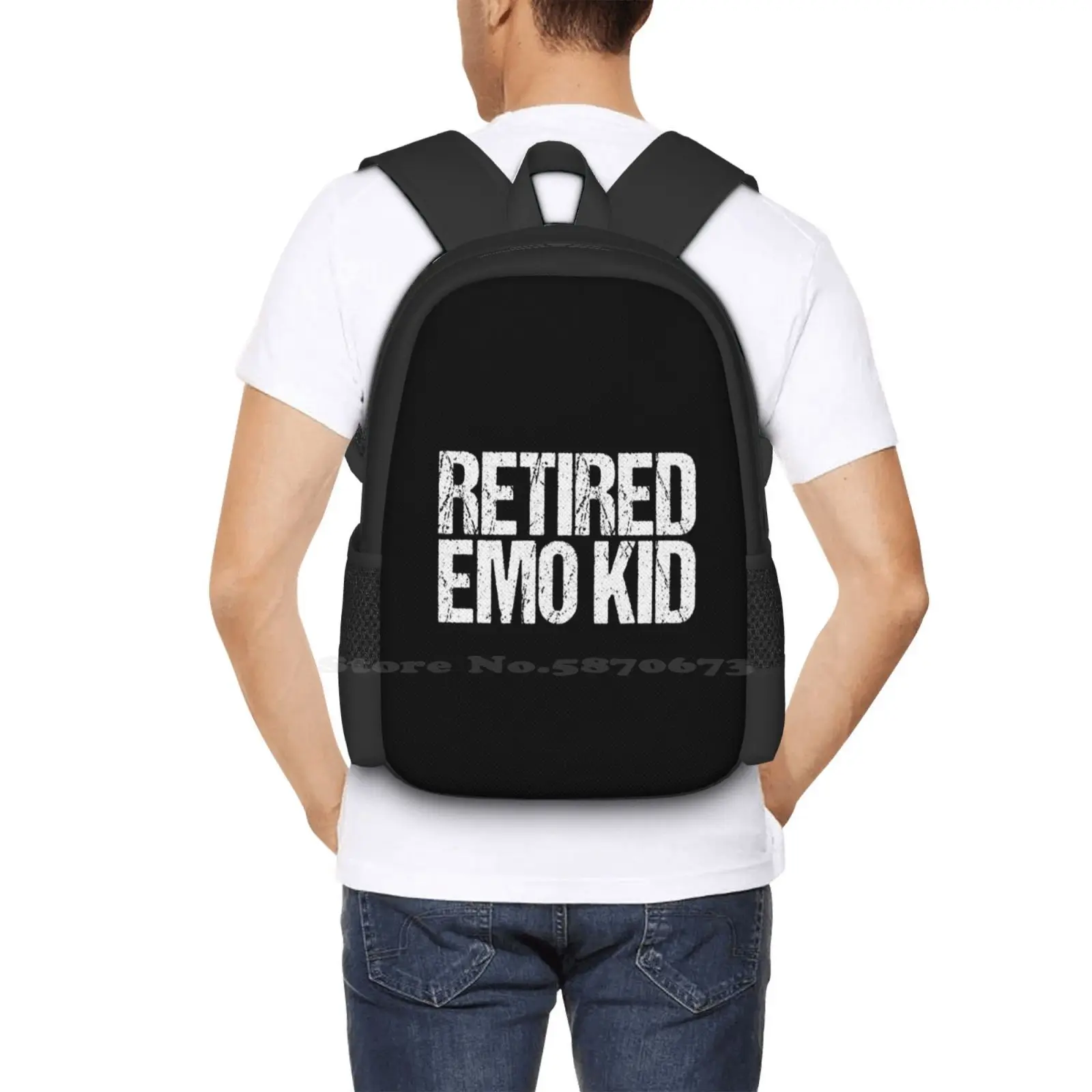 Retired Emo Kid New Arrivals Unisex Bags Student Bag Backpack Retired Emo Kid Goth Hardcore Alternative Scene Kid 90S Funny