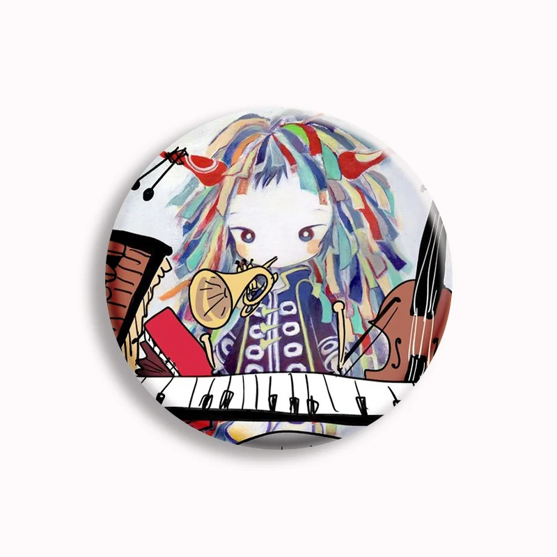 Kikuo Anime Japan Music Character Button Pin Creative Cute Lapel Brooch Cartoon Women Jewelry Friends Gift Badge