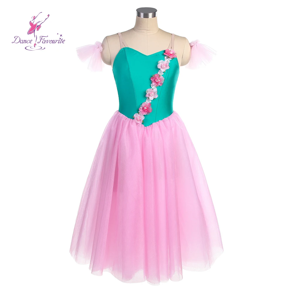 

Dance Favourite Ballet Tutus 23172 Green Stretchy Top Bodice & Hot Pink Tulle Ballet Tutu Romantic Dance Costumes