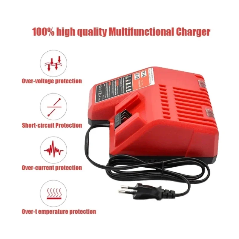 3A fast charging lithium-ion battery multi-voltage charger for Milwaukee M18 14.4V-18V 48-11-1850 48-11-1840 48-11-1815 48-11-18