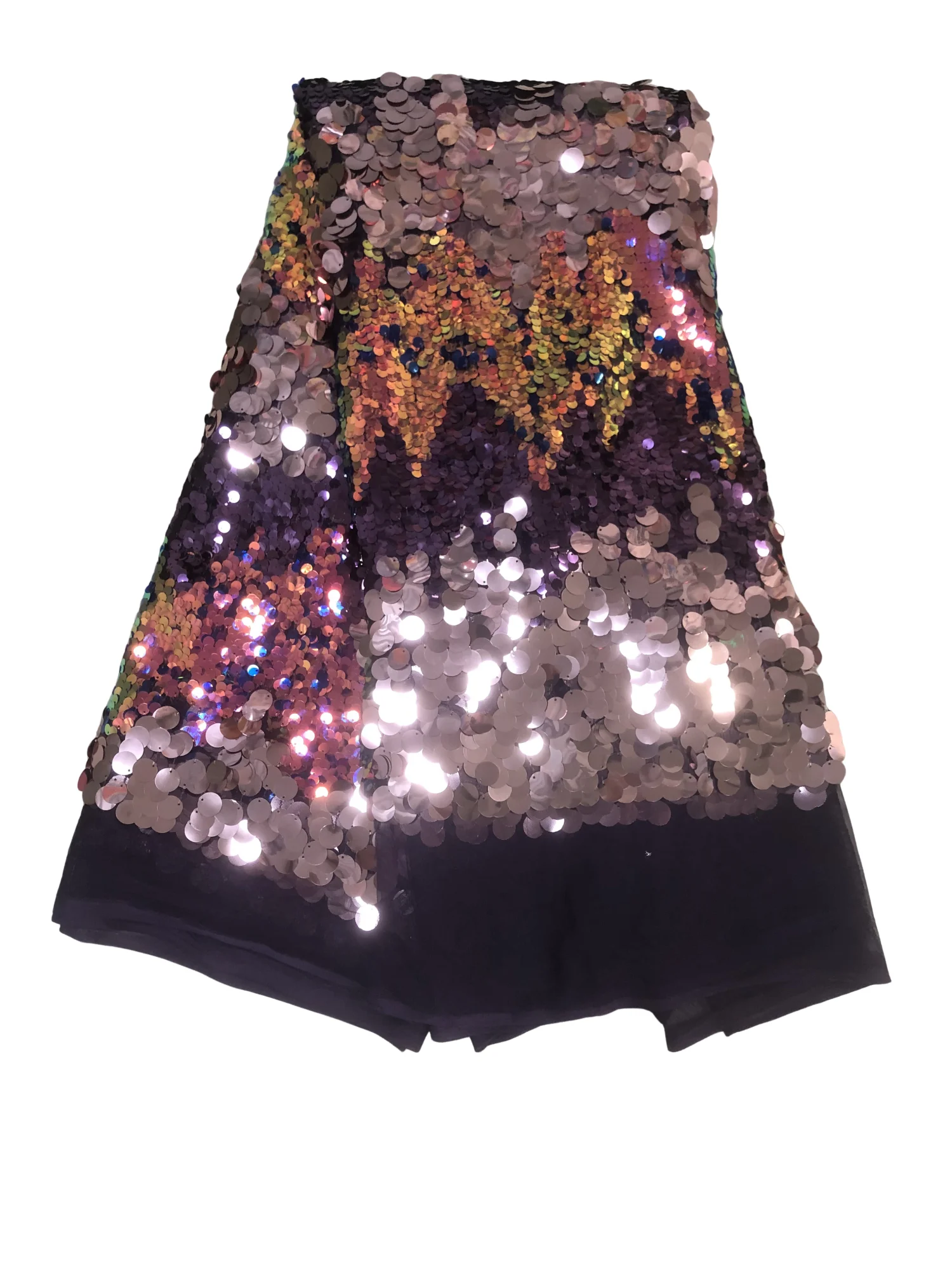 

African 3D Multicolor Big Sequins Lace Fabric 2025 High Quality 5 Yards French Nigerian Embroidery Tulle Fabrics For Wedding Sew