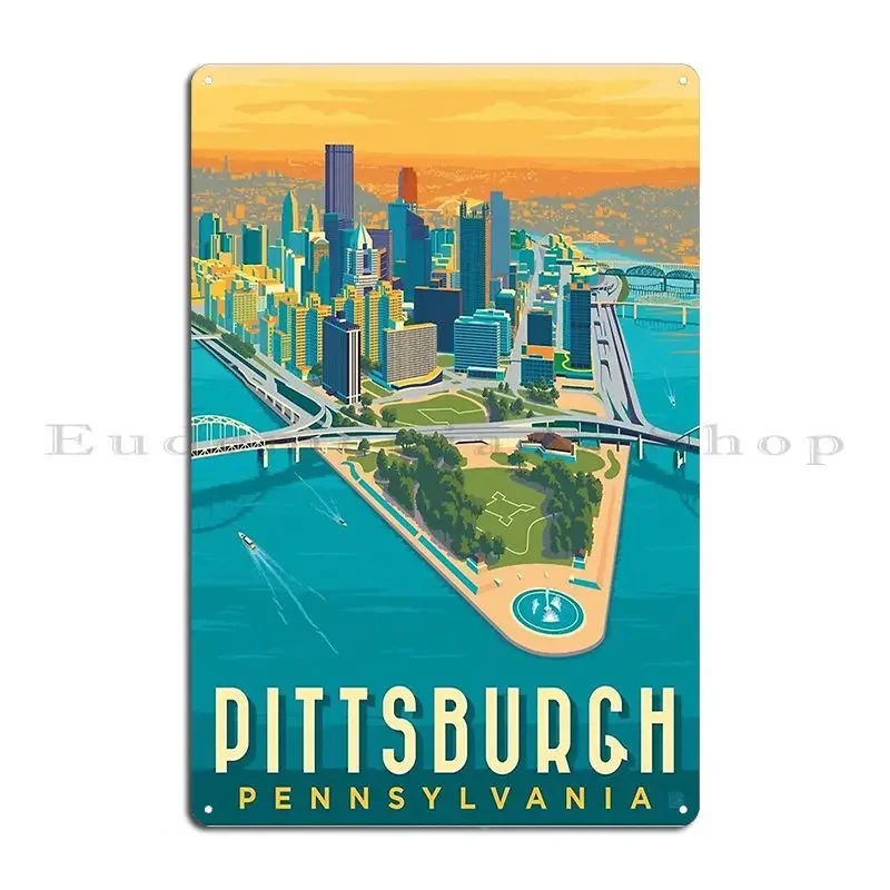 Pittsburgh Pennsylvania Metal Sign Poster Create Iron  Party Painting Plaques Tin Sign Poster