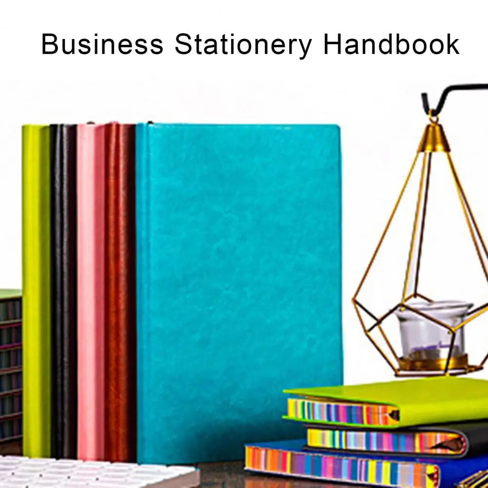 دفتر ملاحظات مدمج بحافة سميكة بألوان قوس قزح من الجلد الصناعي مقاس A5 مع ربط قوي وكتابة سلسة للأعمال المكتبية