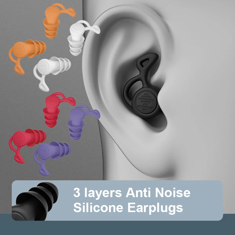 Anti Noise Silicone Earplugs Swimming Ear Plugs Isolation Interference For Work Sleeping Surf Soft Comfort Ear Protector