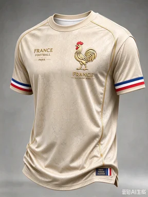 Vintage Frankreich Hahn 3D-Druck Fußballtrikot Paris inspirierte Grafik Blaues Kurzarm-Unisex-Fußballfan-Sport-T-Shirt – Detail 5