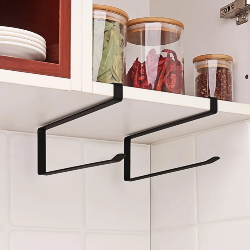Estante de almacenamiento colgante creativo sin perforación, toallero de papel de cocina, estante de papel para gabinete, estante de diseño