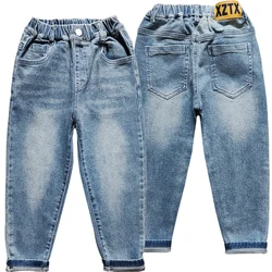 5111 6-12 years  Kids Boys' Jeans loose for strong  boys  casual Trousers Elastic Waist  autumn children's soft denim pants