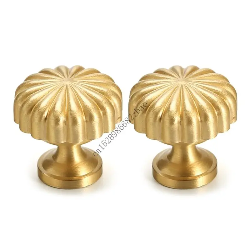 

H7EA 2Pcs Wardrobe Knob Brass Drawer Handle Cupboard Pulls Easy to Installation