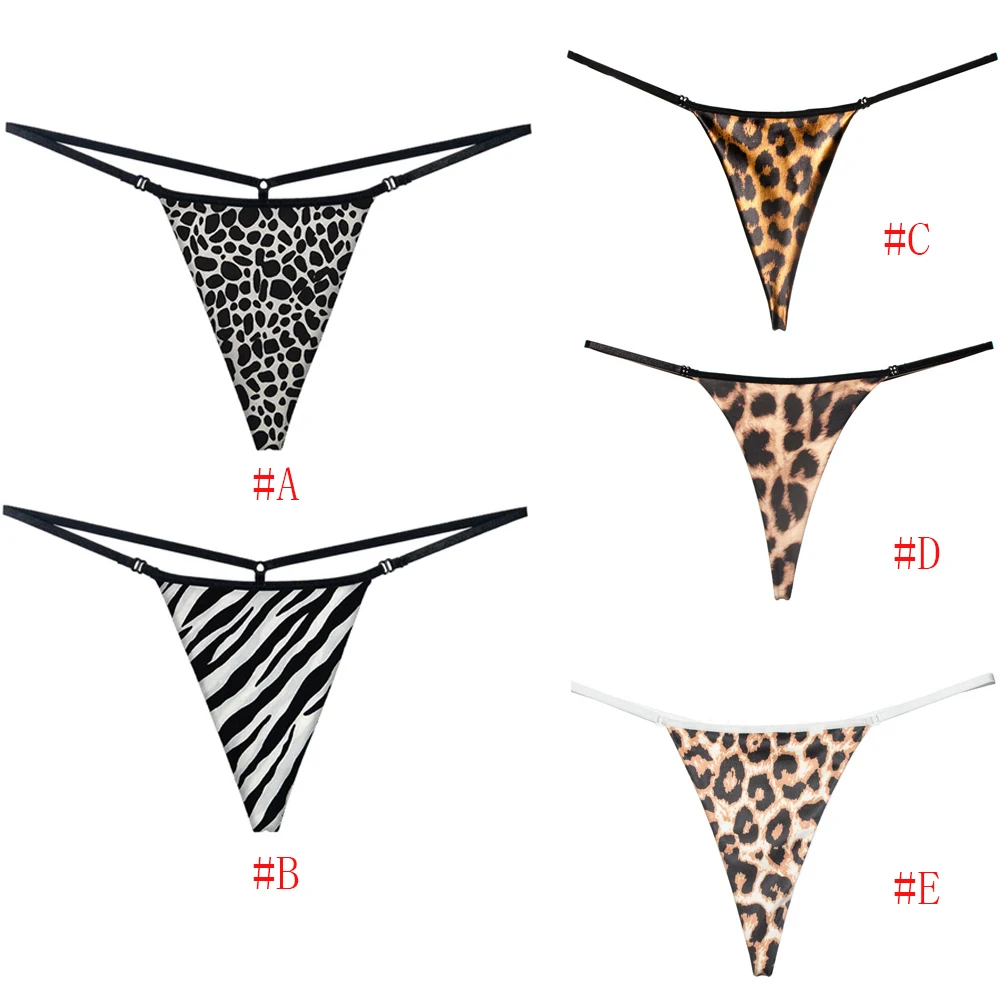 Ropa interior de mujer sin costuras con espalda en T, cinturón fino de algodón, bragas sexis, Tanga de leopardo para mujer