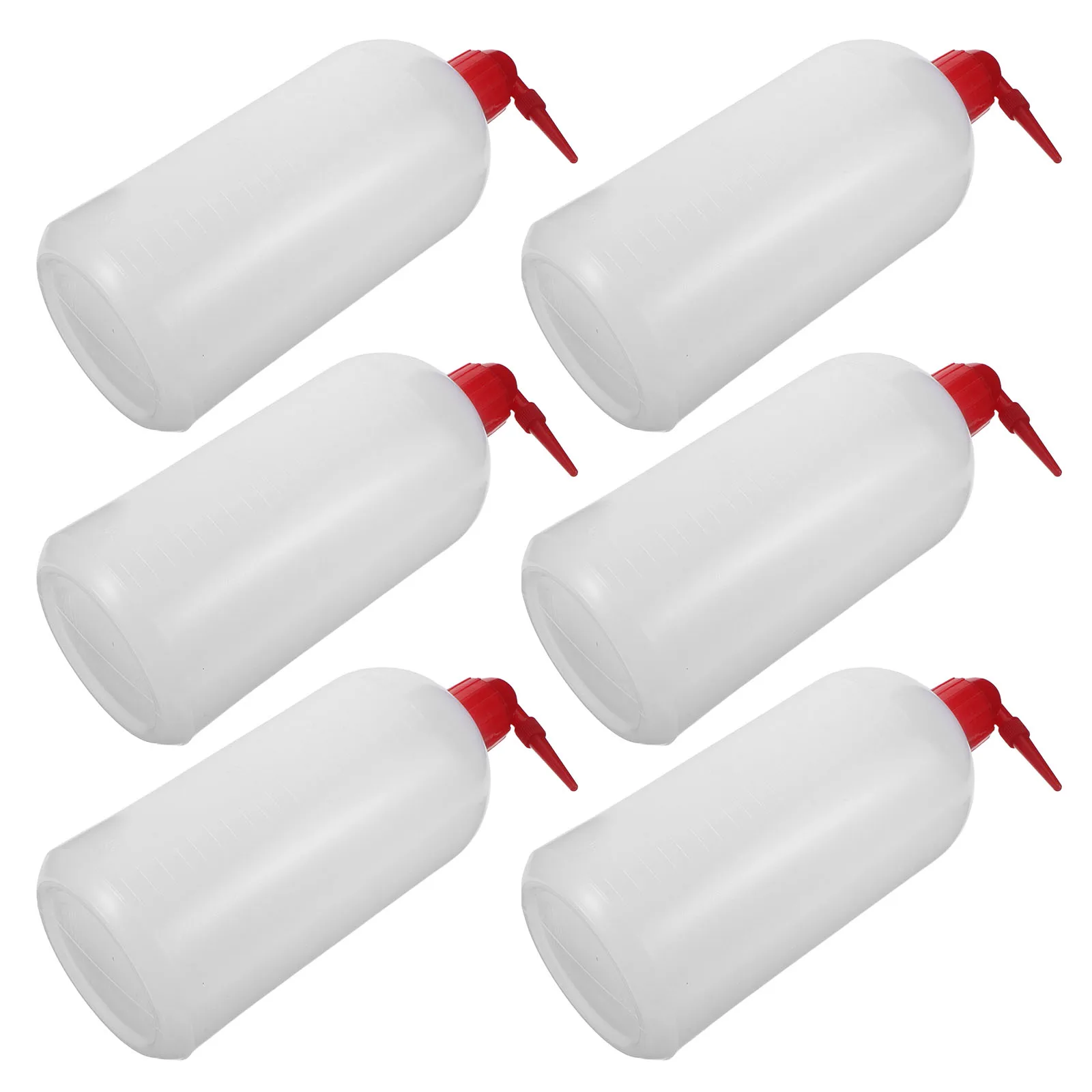 6Pcs Laboratory Wash Bottle 1000Ml Red Cap Narrow Mouth Squeeze Plastic Bottle for Scientific Lab Cleaning Medical Succulent