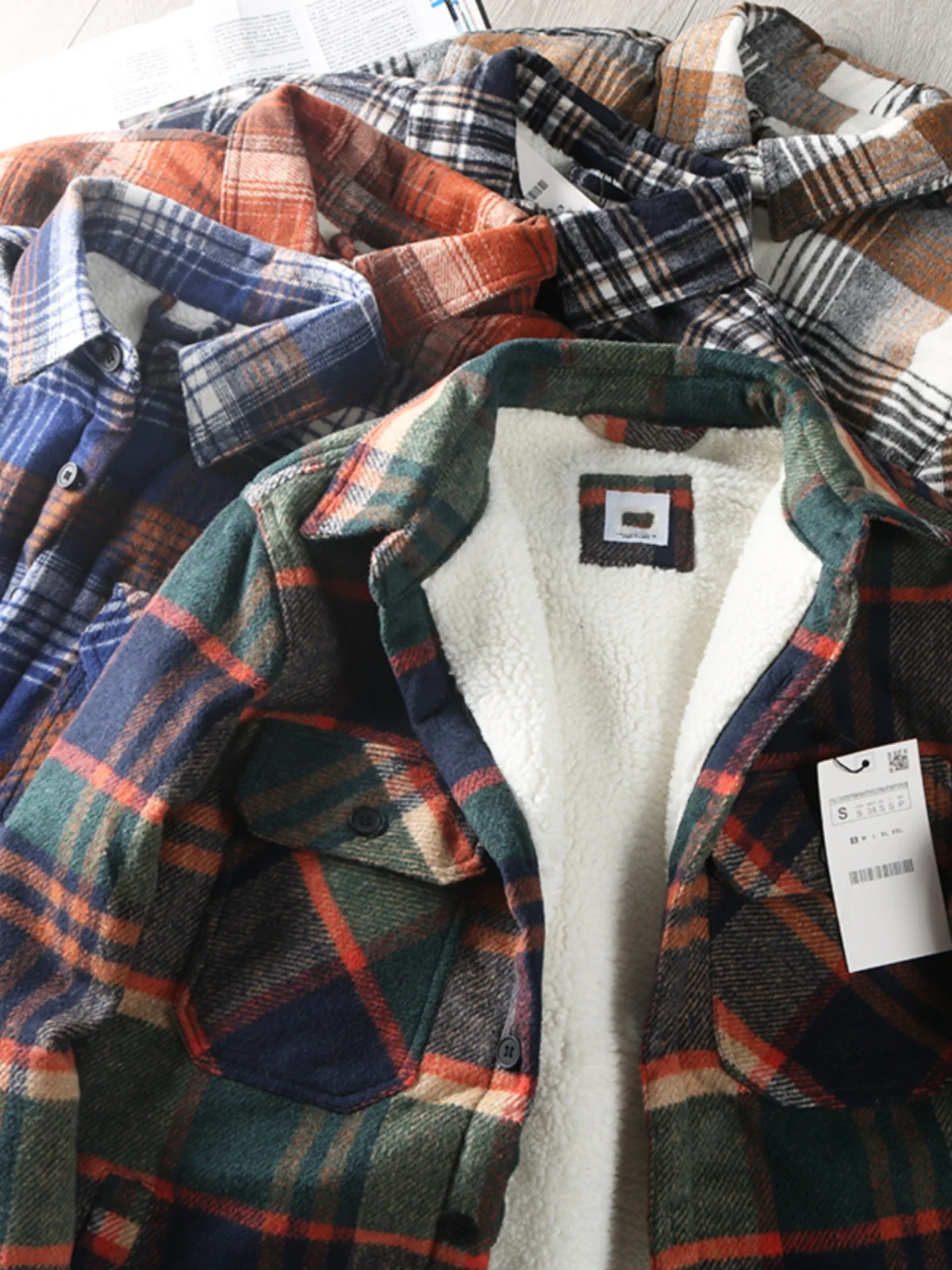 

Men's Fce Lined Brued Lamb Velvet Jaet Thiened Collar Autumn Winter Cotton Padded Coat Faionable Ci Sle Travel