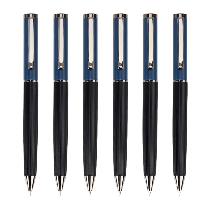 

6 Pcs Oil Pen Metal Ballpoint Pen Smooth Writing Pen Black Stationery Pen School Office Supplies for Student