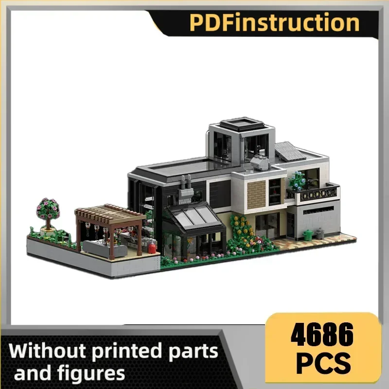 Moc Building Blocks The Glass House Modular Building Model Technical Bricks DIY Assembly City Street View Toys Child Gifts