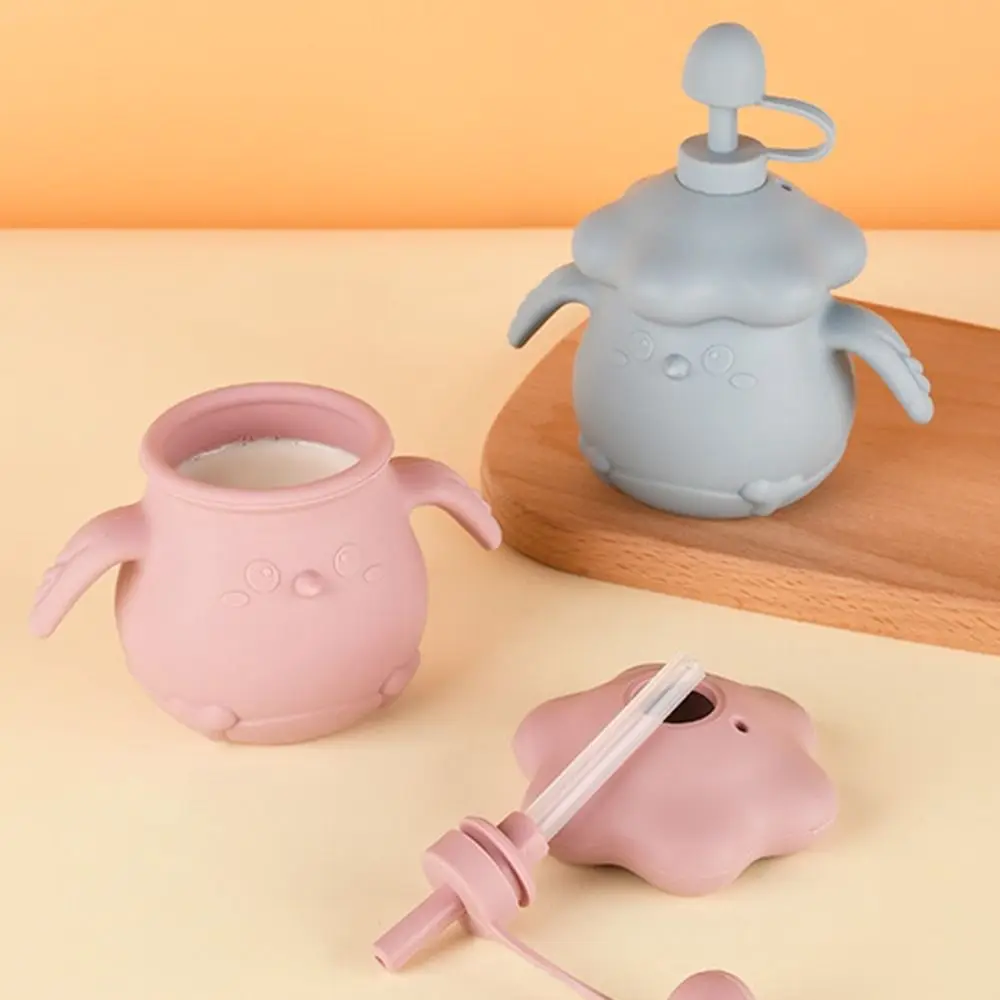 

Creative Baby Training Cup Cartoon Shape Soft Silicone Toddlers Straw Water Bottle with Lid Portable Baby Silicone Feeding Cup