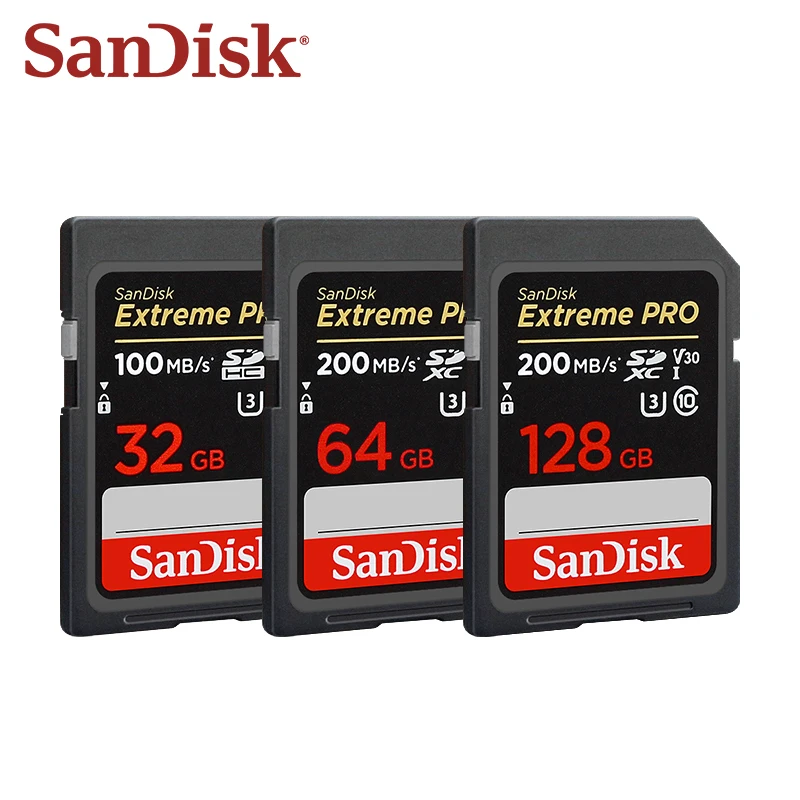 Tarjeta de memoria SD SanDisk Extreme PRO 64GB 128GB 256GB 512GB 1TB tarjeta SDXC hasta 200Mb/s U3 V30 C10 tarjeta SD de almacenamiento compatible con 4K UHD