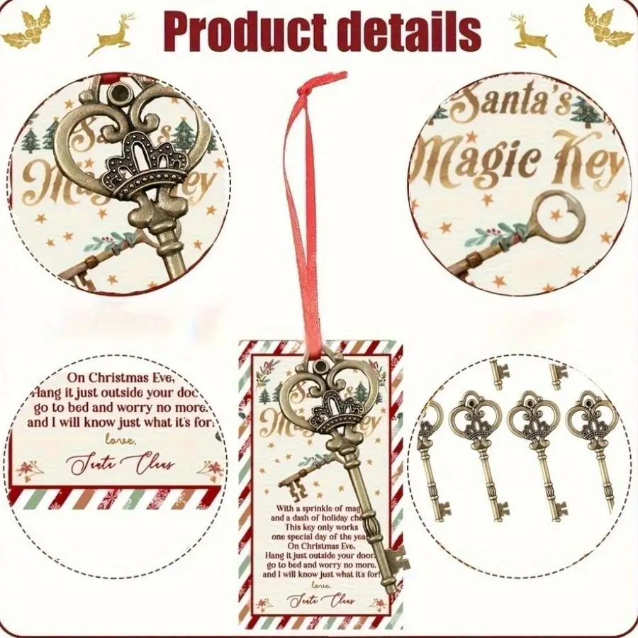 1/5/10/20/50/100pcs Gift for Her/Him A Christmas Party Gift Set for Her/him, s in Total, Including Santa's Magic Key and Holiday
