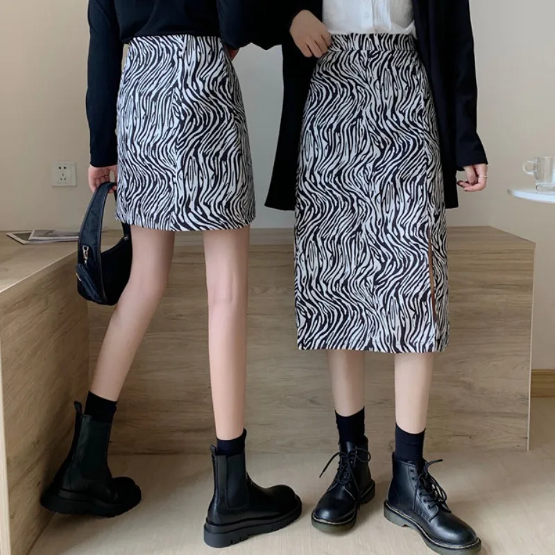 MRMT 2024 Brand New Retro Port Style Zebra Skirt High Waist Thin Versatile Girlfriends A-Line Skirt Women's  Women's Skirt