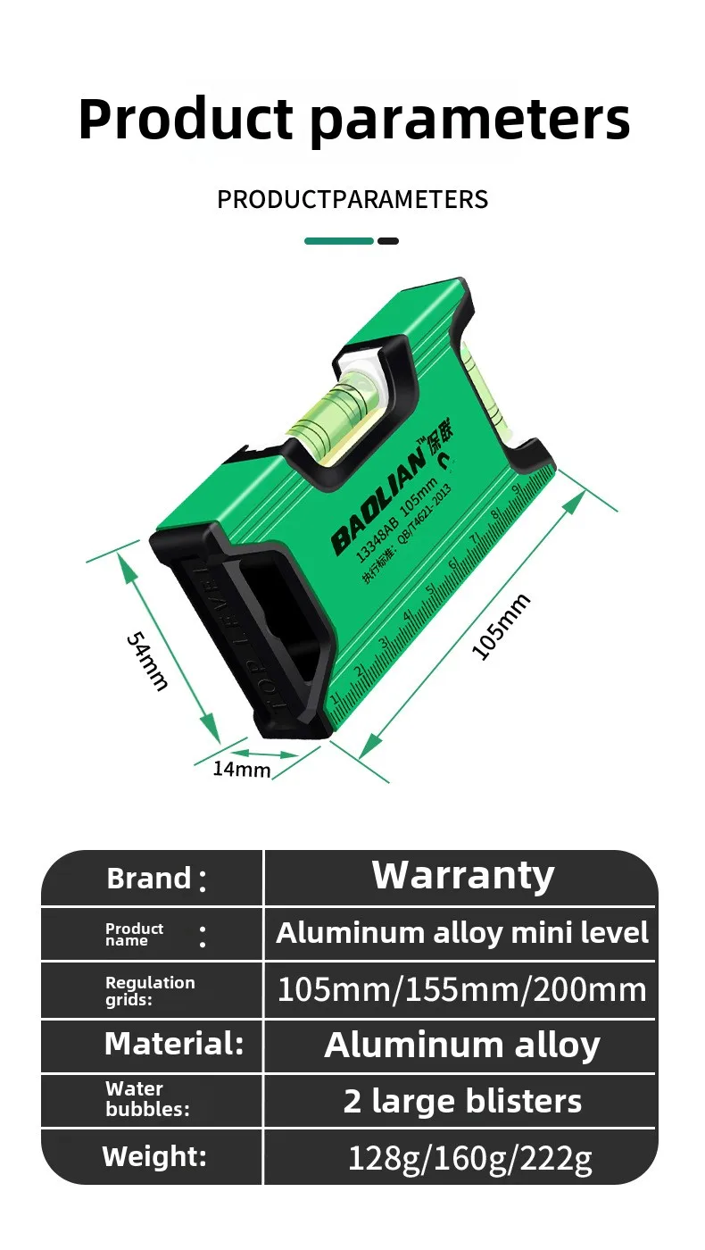 Petite règle de niveau multifonctionnelle, règle en alliage d'aluminium, jauge de niveau, champ magnétique de bain, haute précision