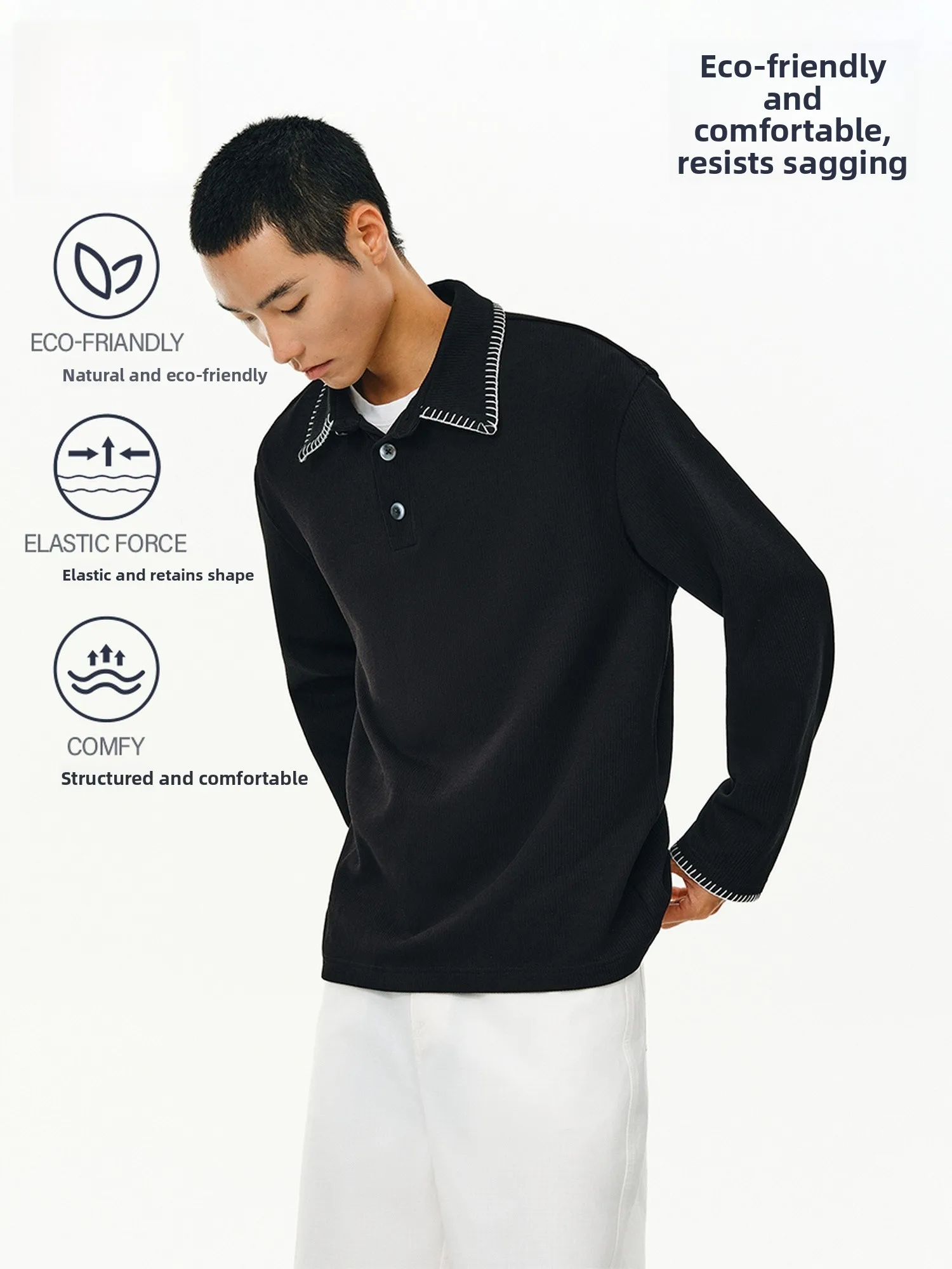 

ATRY Men's Long Sve Hoodie Casual Vintage American Sle Collar Stitched Texture Heavy Top Breathable Cotton Polyeste...