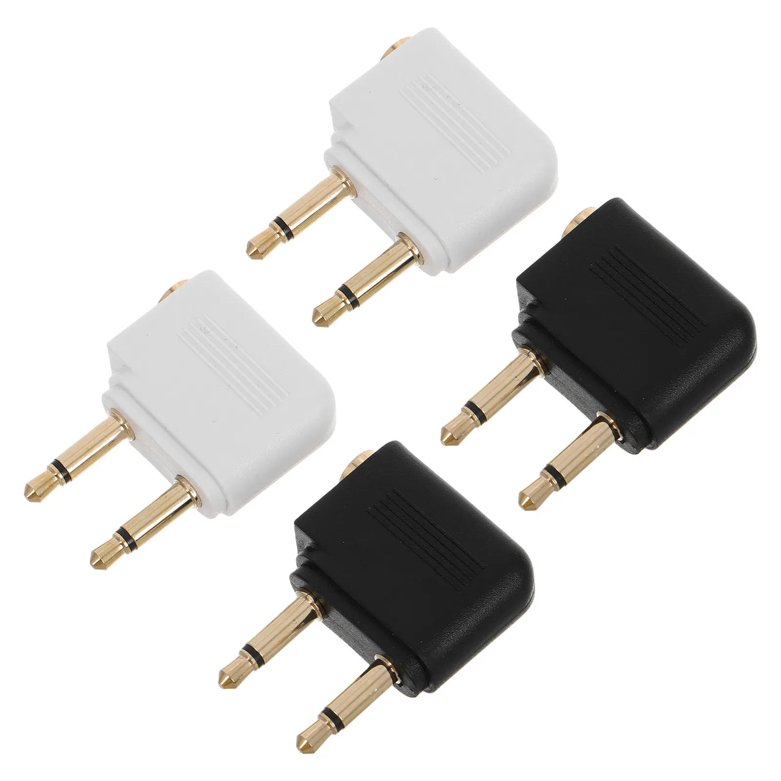 

4Pcs Airplane Audio Adapter Convert Mono to Stereo Gold Plated 3.5mm Dual Plug for Airline Travel in-Flight Entertainment