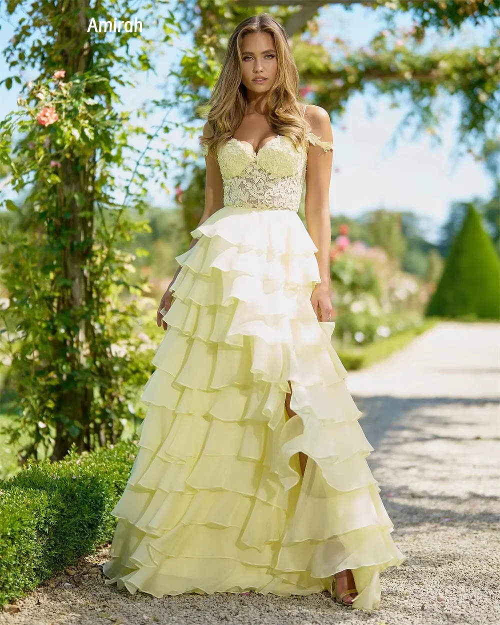 アミラ A ラインロータススカート豪華な女性のイブニングドレス高級 2025 特別なイベントのためのカスタムメイドドレスレースプリントプロム