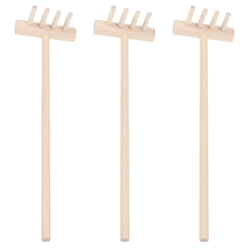 3pcs Bamboo Mini Rake Set For Zen Garden Sand Table Tool Desktop Sand Tray Small Garden Rakes Sandbox Accessories