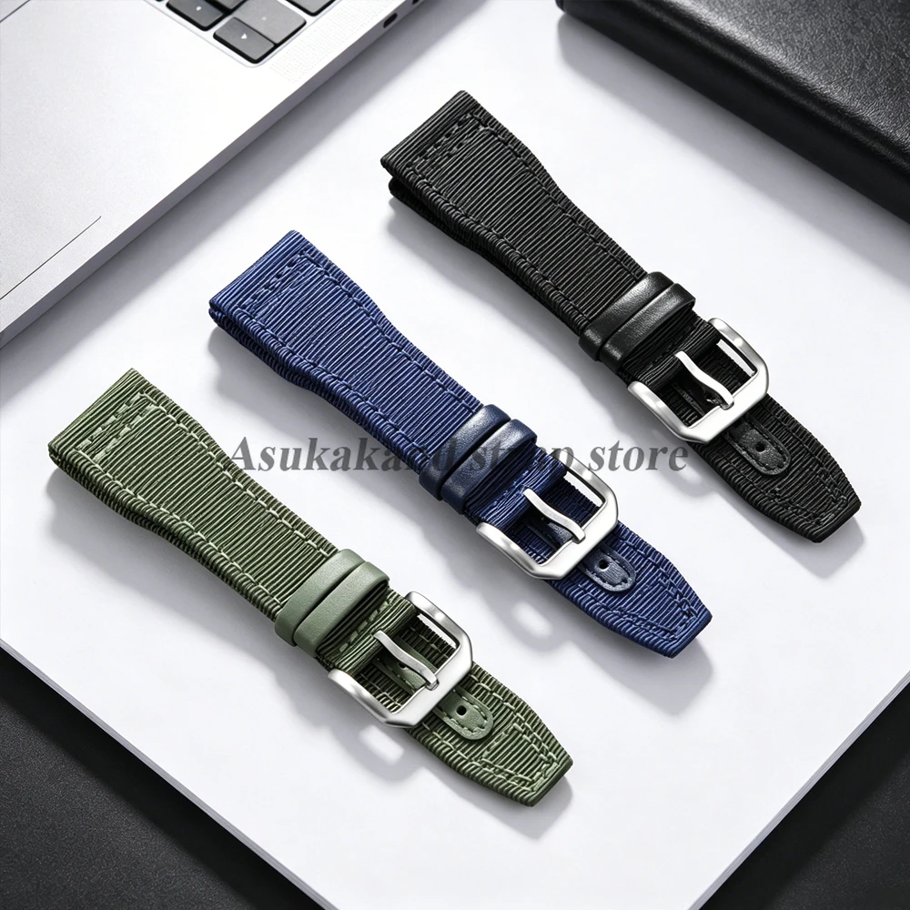 20mm 21mm 22mm Nylon Watch Strap for IWC Pilot Strap Canvas Sport Watch Strap for Men Women Replacement Cowhide Watch Bracelets