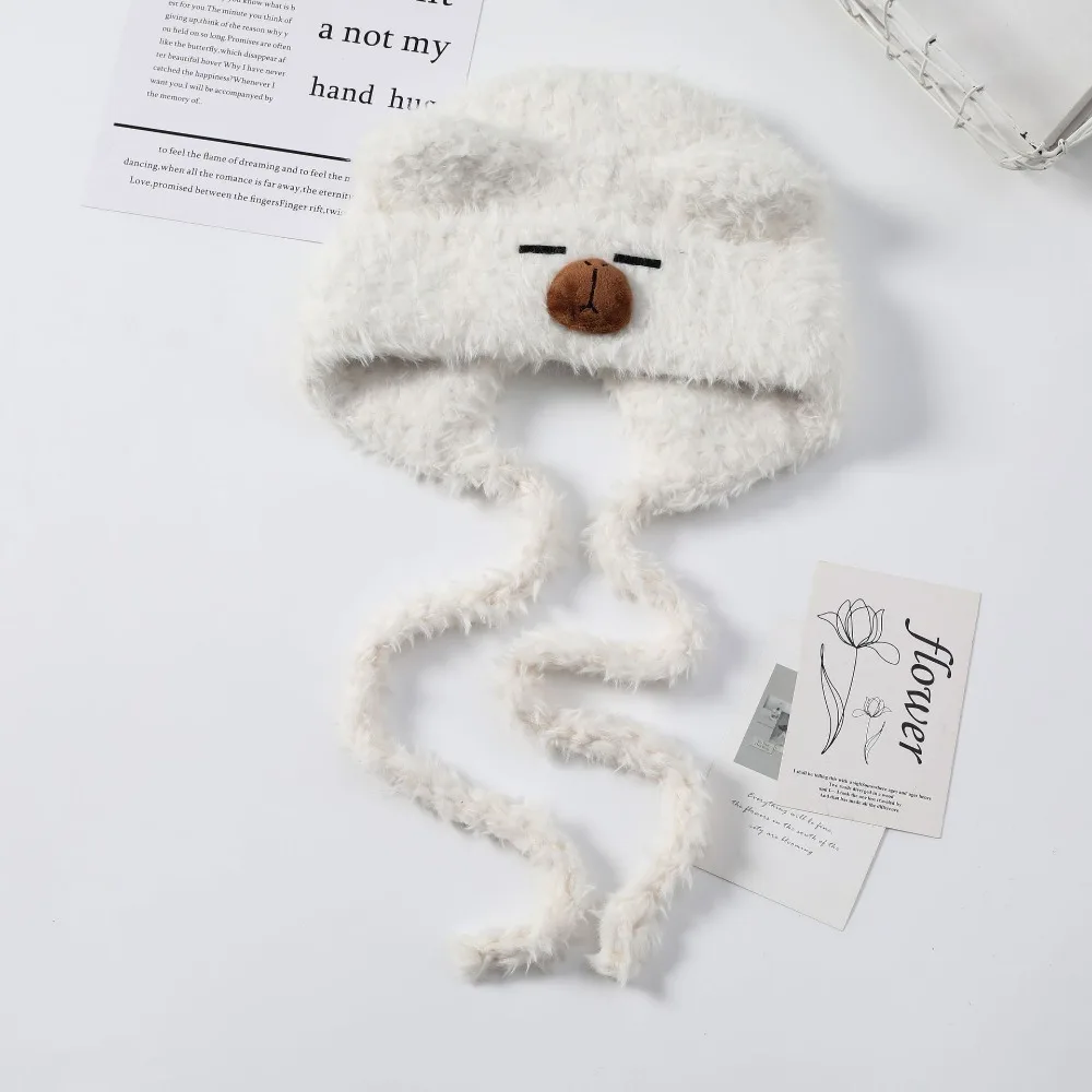 

Casual Cartoon Capybara Pullover Hat Elastic Kawaii Woolen Hat Thickened Solid Color Warm Cap Girls