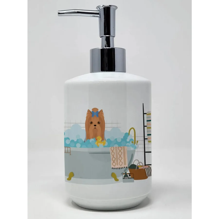 

Blue and Tan Full Coat Yorkshire Terrier Ceramic Soap Dispenser Hand Soap Dispenser Pump Bottles for Bathroom Kitchen Empty Ref