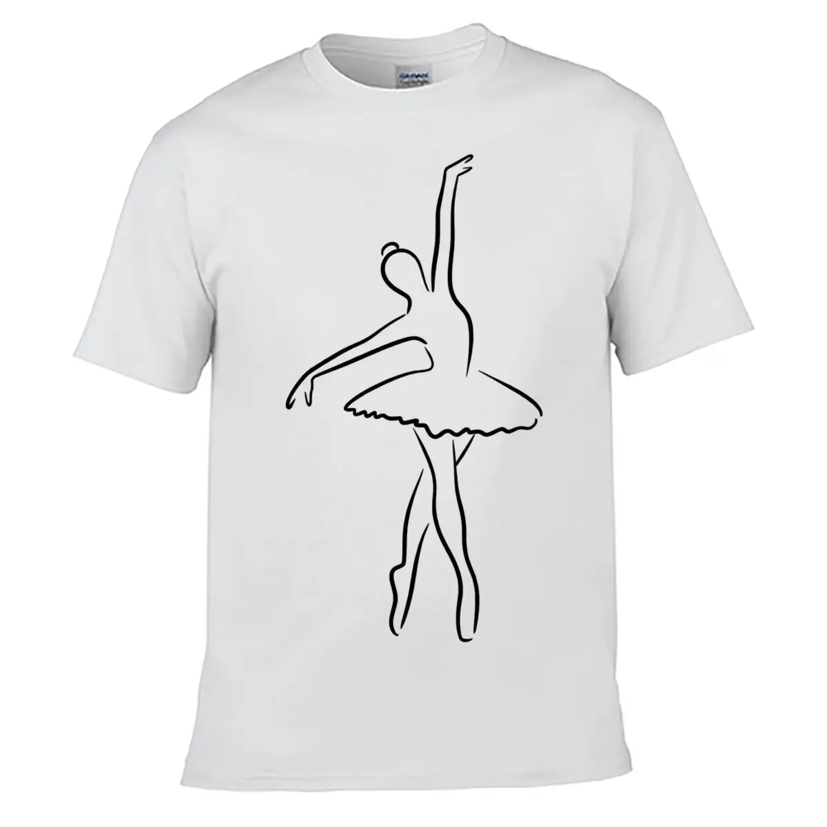 Ballerina Silhouette Dancing Woman Ballet Tutu Line Art Street Loose Simple Tee