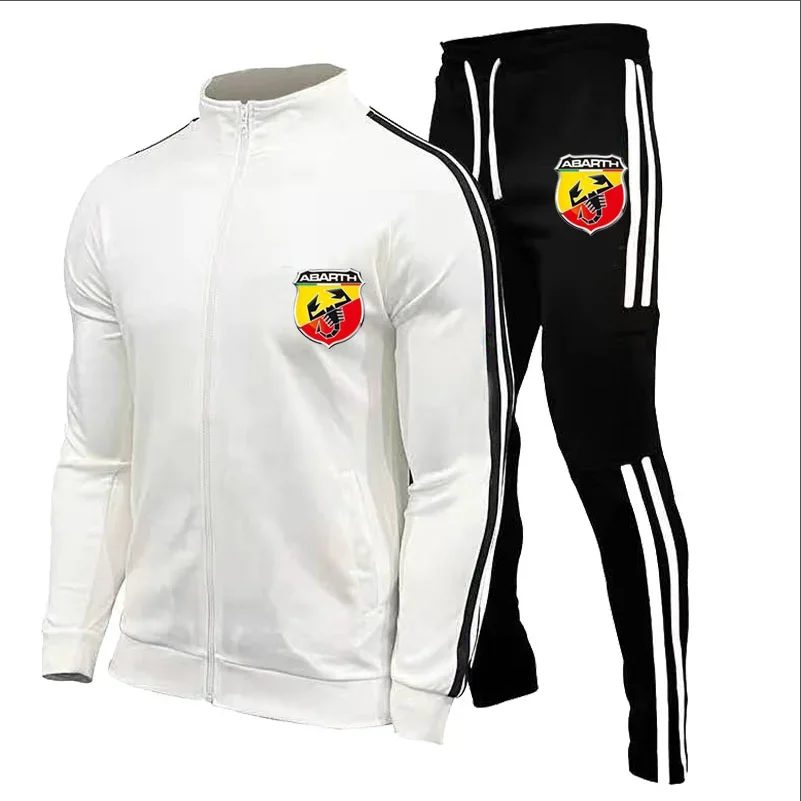 Setelan 2 potong Hoodie pria, Fashion pria ABARTH Motor Mobil cetak Logo uniseks Hoodie pria kasual bulu domba Hoodie celana