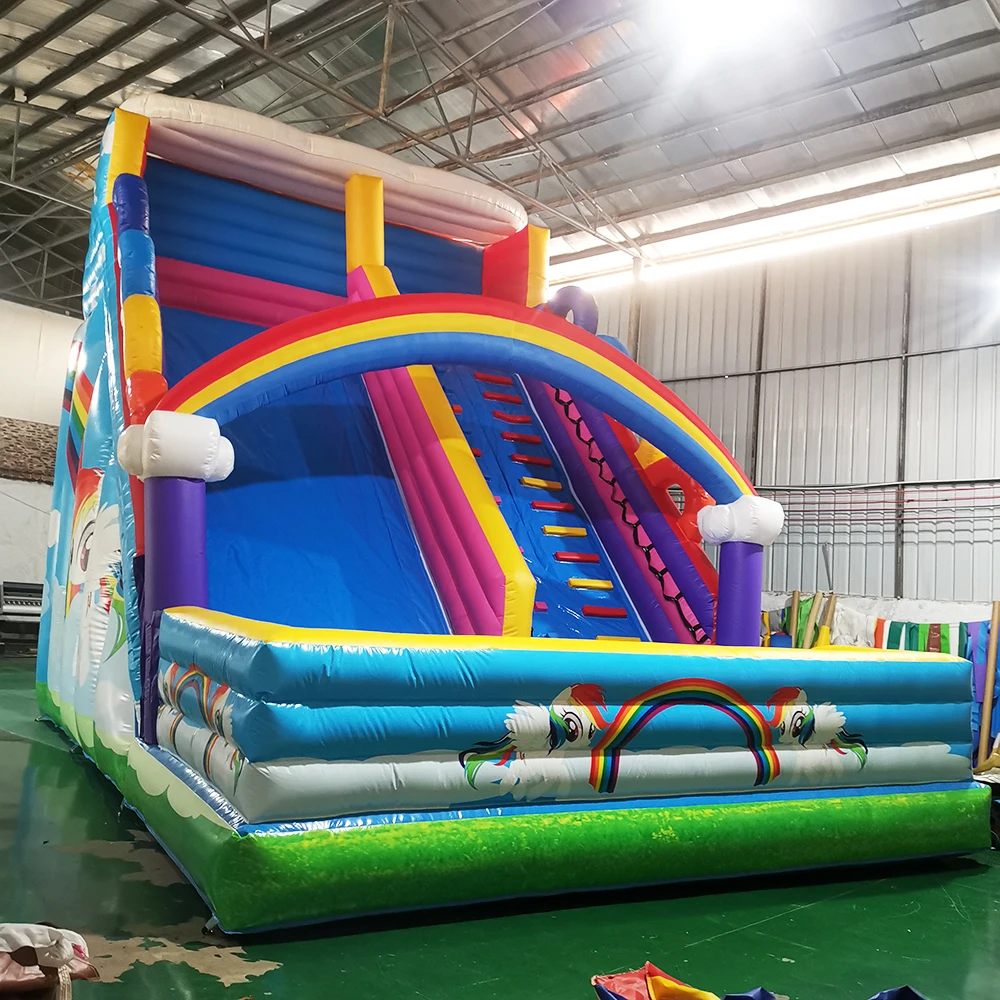 New Arrival Commercial Bouncy Waterslide Jumper Inflatable Rainbow Water Slides Pool For Kids And Adults