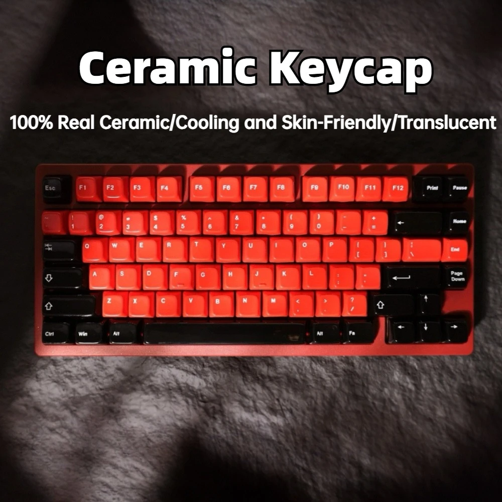 

Colorful Ceramic Keycap Set 61key PBT Custom Personalized Keyboard Cap QCA Profile Gaming KeyCap for Mechanical Keyboard Gift