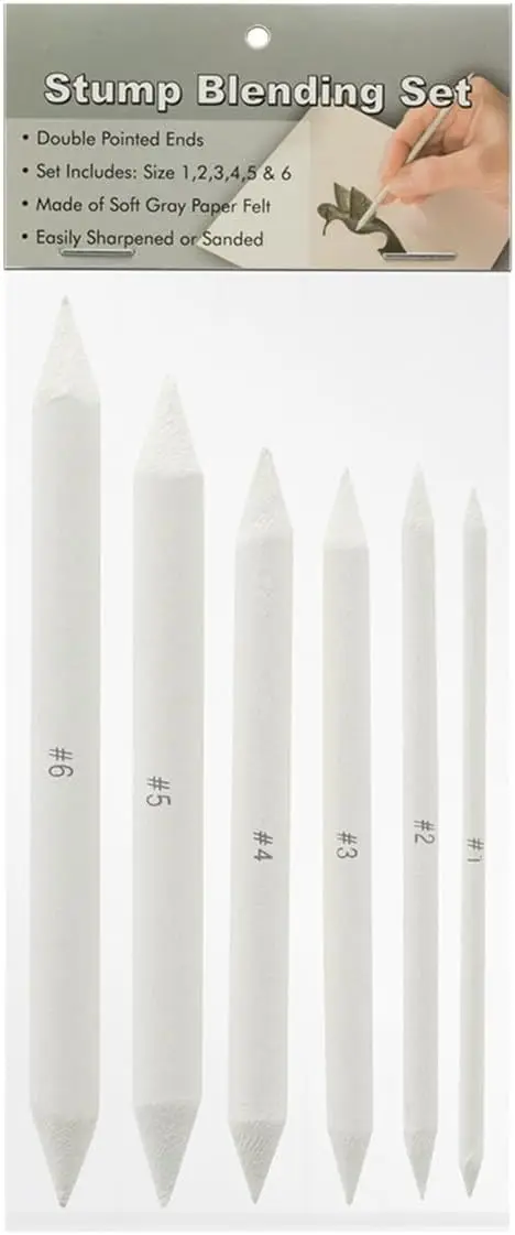 

6-Piece Double-Ended Blending Stumps Set for Charcoal, Pencil & Pastel Drawing