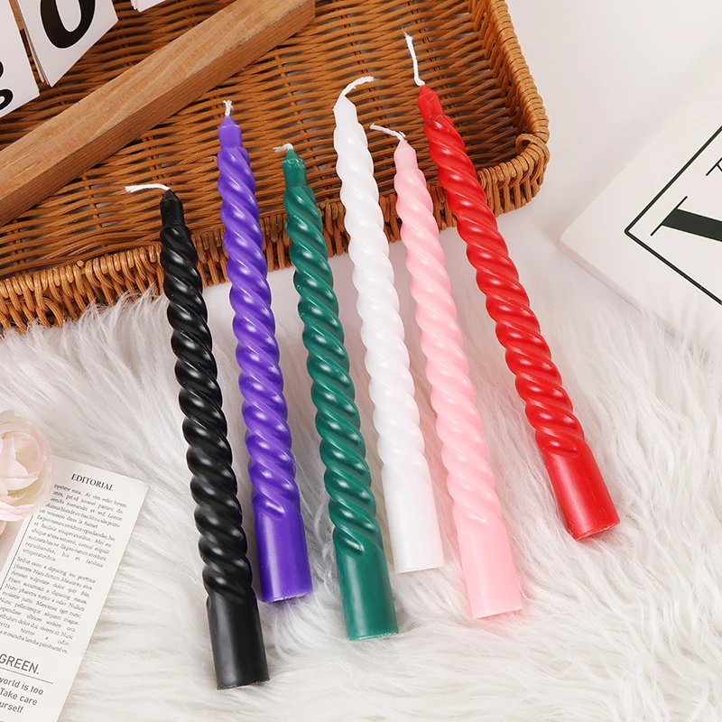 

4 Pcs Threaded Color Spiral Taper Long Candles Fireplace Smokeless Tall Thin Pole Party Golden Beeswax