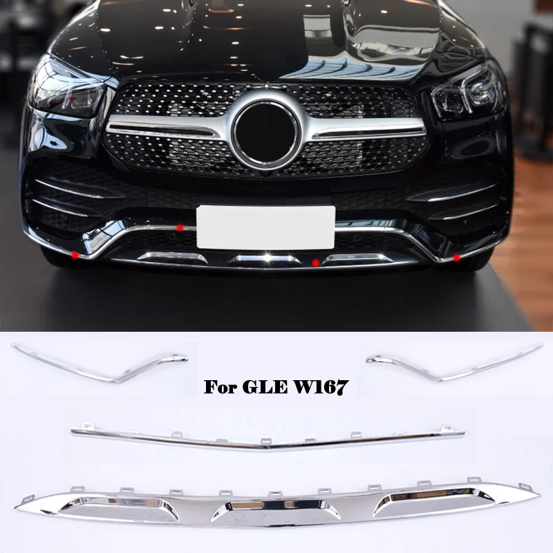 a1678856703 a1678854505 a1678856803 A1678856903 For Mercedes Benz GLE C167 V167 W167 Chrome Chromium Front Bumper Spoiler Trim